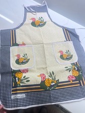 Vintage 1980s Apron Gingham With Ducks Cottage Core Grandma Core Kitchen Couture picture