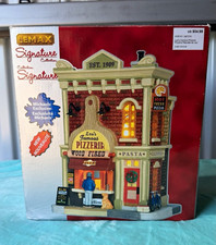 Lemax Signature Porcelain Illuminated Christmas Village Pizzeria Building Boxed picture