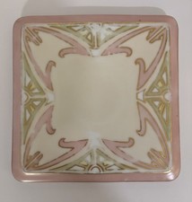 Antique Bohemian Art Nouveau Porcelain Trivet Teapot Stand Secessionist Gold picture