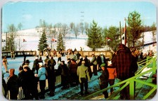Grossingers NY Ice Skating Rink Postcard 1960s Winter Sports Scene picture