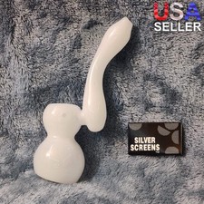 Small Elegant Pearl White Water Pipe Tobacco Smoking Herb Glass Travel Size picture