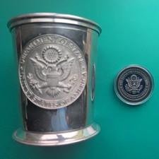 US Department of State Secretary of State Challenge Coin and Woodbury Pewter Cup picture