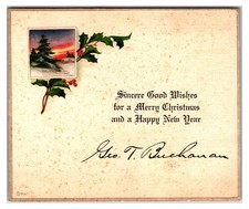 Original 1901 Victorian Trade Card - Christmas Greetings / New Years Holiday picture