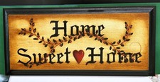 AMISH HANDCRAFTED 3d CARVED WALL PLAQUE HOME SWEET HOME 20