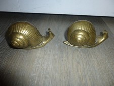 Vintage Pair of Brass Snail Paperweight Handcrafted Decorative Crafts Inc MCM picture