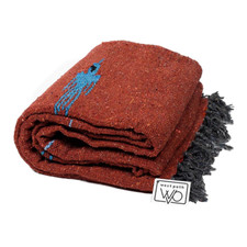 Mexican Yoga Blanket Rust Red Orange Amber Thunderbird Serape Falsa Throw XL New picture