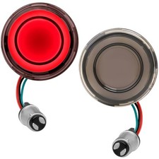1157 Rear LED Turn Signals Red Light Red Ring Smoked Lens 2 Inch Bullet Compa... picture