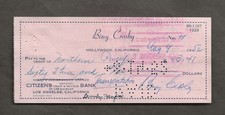 1952 BING CROSBY SIGNED CHECK picture