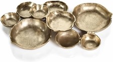 Zodax Cluster of 9 Round Serving Bowls, Dark Gold Finish, 19 in x 12 in x 2.5... picture