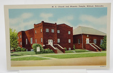 M.E. Church and Masonic Temple Milford Nebraska Vintage Postcard picture