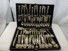 VINTAGE Rogers and Sons Flatware Silverware GOLD PLATED 55-piece set picture