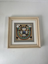 VTG Navajo Sand Art “Sun Shield” Signed Framed picture