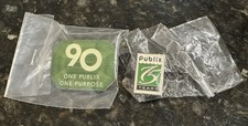 Publix Lapel Pin Lot of 2 New Sealed 90 Years One Publix One Purpose & 75 Years picture