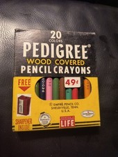 Pedigree Wood Covered Pencil Crayons Vintage 20 Colors And Sharpener NOS picture