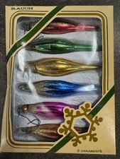 Vintage RAUCH Glass Icicle Christmas Ornaments Set of 6 w/ Box #8602 MCM picture