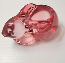 Vintage Cranberry Pink Bunny Rabbit Indiana Glass Votive Easter Candleholder  picture
