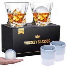 Mfacoy Old Fashioned Whiskey Glasses Set of 4 (2 11 Oz & TWISTED, Clear picture