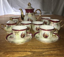 Vintage 13 Pc Iridescent Lusterware Tea Set  Courting Couple picture