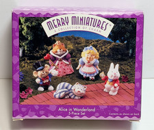 Vtg 1996 Hallmark Merry Miniatures Story Time Alice in Wonderland Set of 5 picture