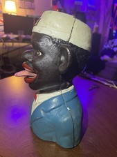 J.E. Stevens Antique Cast Iron Bellhop Mechanical Bank PAT 455 1896 picture