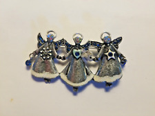 Christmas Rhinestone Angel Pin/Brooch-Dangle Stones-Blue/AB Stones-New picture