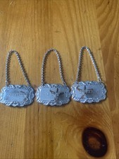 Leonard Japan Set Of 3 Vintage Silver Plated Liquor Bottle Tags picture