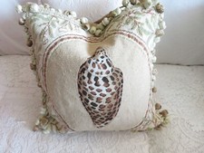 Gorgeous Petit point Victorian LEOPARD Shell Nautical Needlepoint Pillow #2 picture