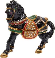 Bejeweled Enameled Animal Trinket Box/Figurine Jewelry - Horse (Black) picture