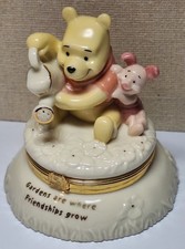 Lenox Treasures Pooh's Friendship Garden Trinket Box Winnie & Piglet WITH CHARM picture
