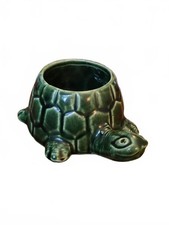 Vintage 1970's McCoy Floraline USA #484 Green Ceramic Turtle Planter picture