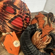 vtg Halloween multicolor paper honeycomb decoration lot “very fragile” as is picture