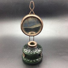 Antique Ditmar Decorative Green Glass Wall Mount Oil Lamp with Mirror, Austria picture
