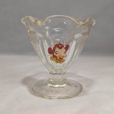 Vintage Borden Elsie the Cow Glass Sundae Dish Pedestal Dessert Bowl Clear picture