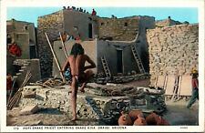 Vtg 1920s Hopi Snake Priest Entering Snake Kiva Oraibi Arizona AZ Postcard picture