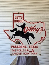 VINTAGE GILLEY'S PORCELAIN SIGN OLD PASADENA TEXAS DANCE CLUB HONKY TONK  24