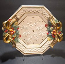 Fitz and Floyd Classics Handcrafted Ceramic Octagon Christmas Plate Ivory/Gold picture