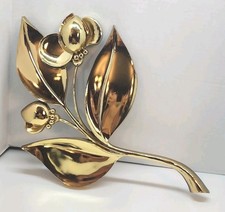 Vintage Syroco gold-tone poppy flower wall hanging plaque picture