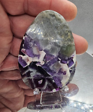 Large beautiful Purple and Green Fluorite Oval shaped Display With stand picture