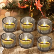 JOYIT Black Votive Candle Holders, 6 Pack Glass Tealight Cups picture