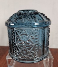Vintage Indian glass Colonial Blue Stars and Bars Fairy Lamp Top Only Mint picture