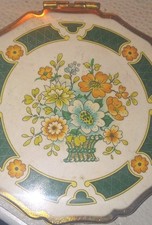 Vtg 1950s Stratton Queen Convertible Powder Compact Enamel Floral Basket Star Bk picture