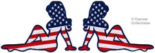 LOT 2 MUDFLAP GIRL BIKER PATCH embroidered iron-on TRUCKER EMBLEM AMERICAN FLAG picture