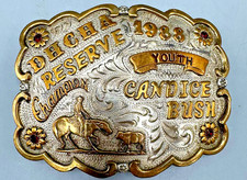 Vintage 1988 Frontier Sterling Overlay DBCHA Youth Reserve Champion Belt Buckle picture