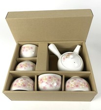 Japanese Tea Set Porcelain Teapot Teacup Sakura Pink Cherry Blossom Japan 4701 picture