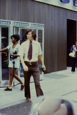 c1970's Kodachrome 35mm Slide, Public Phone Booths Bell Bottoms Fashion brown picture