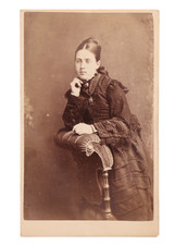 Victorian Era Carte de Visite Women Ornate Textured Gown Derbyshire England #243 picture