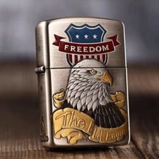 Route 66 Zippo Lighter Smoked Silver Armor 3D Eagle Design Windproof Gift picture