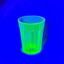 Vintage Green Uranium Glass Paneled Juice Tumbler UV Reactive Drinking Glass 4