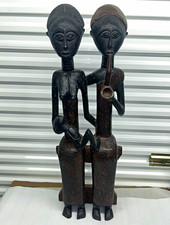 41” Hand Carved African Wooden Couple Figure Sculpture on Base Handmade picture