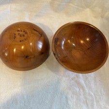 2 Handcrafted Hand Turned Wooden Salad Bowl Signed By Artist 5.5” Diameter picture